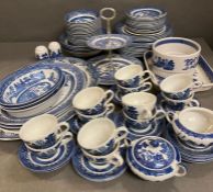 A large selection of Churchill Willow pattern dinner service