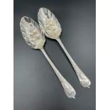 A Pair of ornate jam spoons, Georgian with later decoration, London hallmark