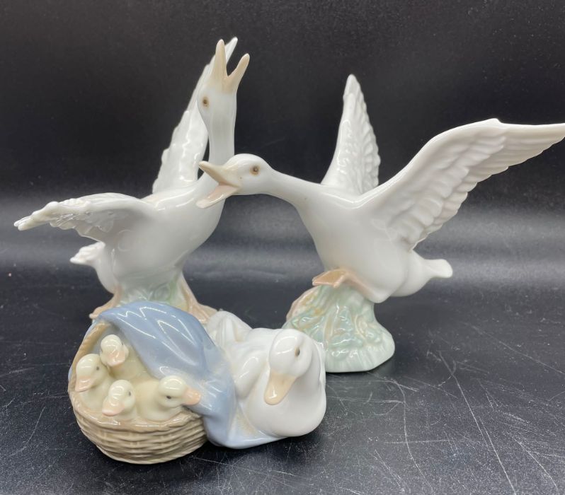 Thee Lladro figures of geese and ducks. - Image 2 of 2