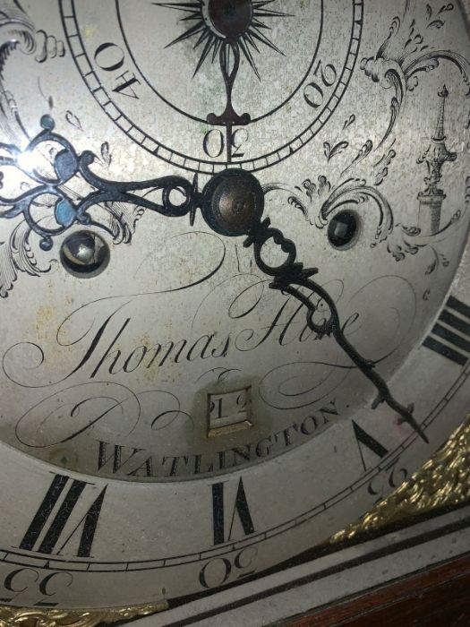 A longcase clock by Thomas Hines of Watlington with mahogany case, Roman numerals - Image 3 of 3