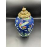 Late 18th / Early 19th Century handpainted vase with brass lid.