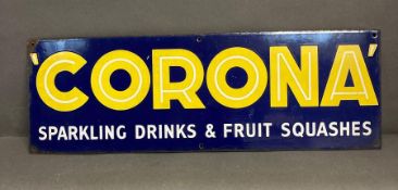 A Corona fruit juice enamel adverting sign (76cm x 25.5cm)