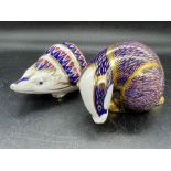 A Royal Crown Derby Hedgehog and a Badger