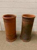 Two terracotta chimney pots (H61cm)