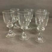 Six heavy 19th century tall cup bowl goblets with collars