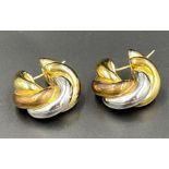 A Pair of 18ct, three gold earrings (Total Weight 11g)