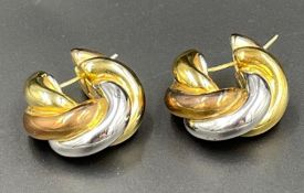 A Pair of 18ct, three gold earrings (Total Weight 11g)