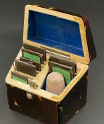 A Tortoiseshell small boxed sewing kit.
