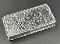 A George III silver snuff box, dated for Birmingham 1827, makers mark GW.