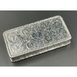 A George III silver snuff box, dated for Birmingham 1827, makers mark GW.