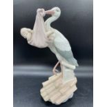 A Lladro figure of a Stork with a Baby