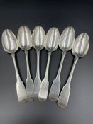 A set of six Irish silver spoons (Total Weight 129g) Hallmarked for Dublin 1842 by William Cummins