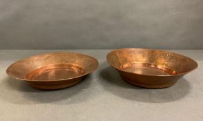 Two Persian copper bowls signed to base
