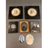 A selection of framed and unframed miniatures portraits