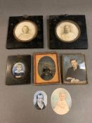 A selection of framed and unframed miniatures portraits