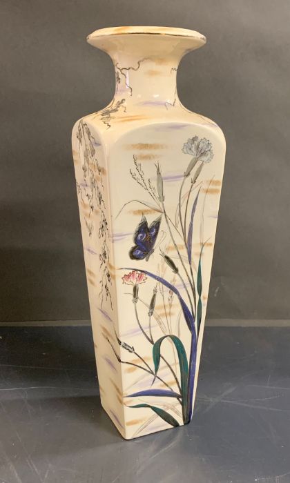 A square form vase with decoration of vines and butterfly's (H46cm)