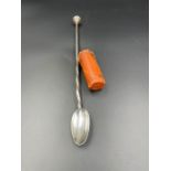 An antique silver sealing wax spoon, with wax