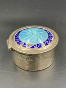 An enamel pill box by Brook & Son of Edinburgh, hallmarked for Sheffield 1910 (there is a little