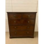 A mahogany chest of drawers, comes in two parts (H112cm W108cm D50cm)