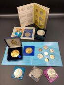 Two coin sets Jersey and Ireland, crowns and medallions including platinum layered, battle of