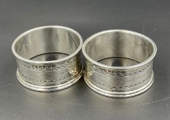 A pair of 1869 James Dixon & Sons silver napkin rings