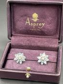 A Pair of Asprey Diamond and Aquamarine earrings