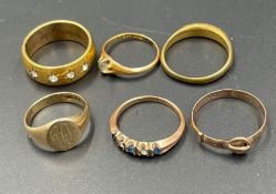 A selection of gold shell jewellery.