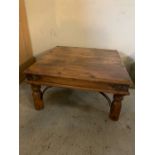 A hard wood square coffee table (H39cm Sq79cm)