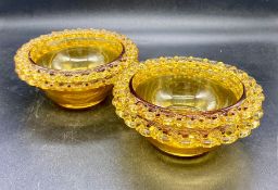 Five honey glass dishes