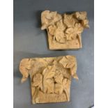 Two carved wooden plaques (H24cm W28cm)