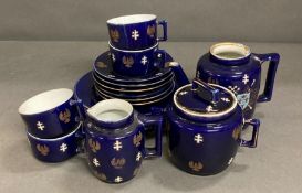 A selection of Keller & Guerin Luneville Joan of Arc cups, saucers, sugar bowl etc.