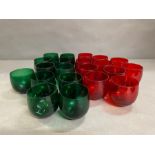 Set of red and green tumblers