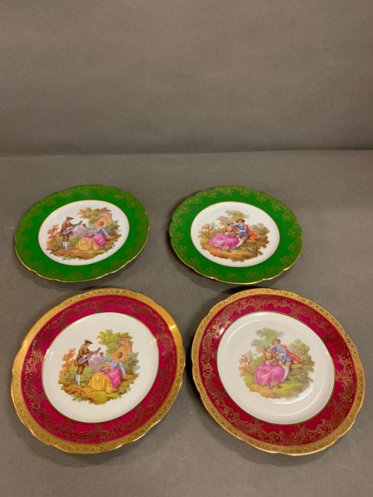 A set of four decorative picture plates, Lazeyras Limoges ranches