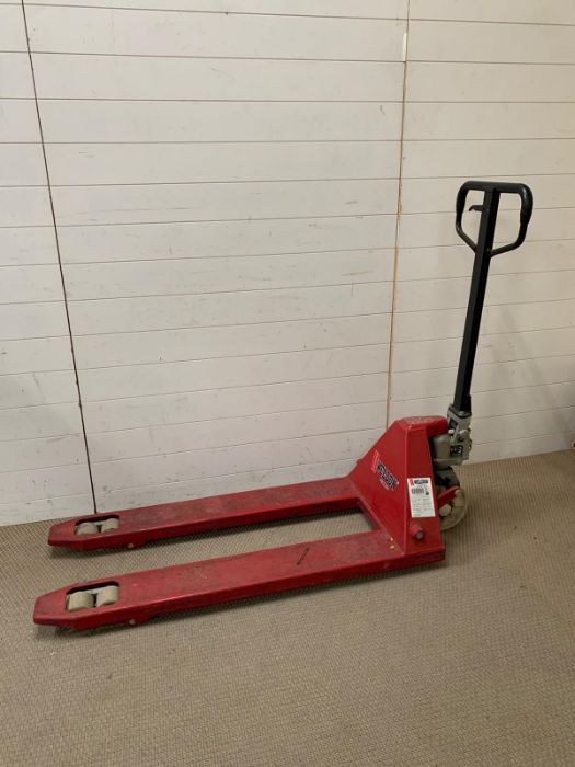 A Weldon pallet truck in working condition