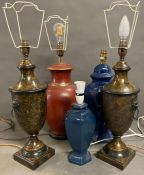 Four table lamps various sizes and shapes