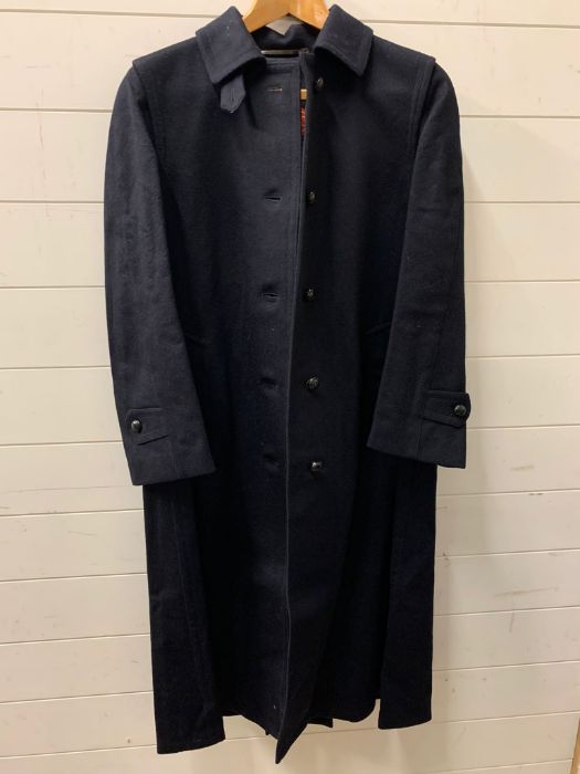 A Gordon Lowes navy overcoat