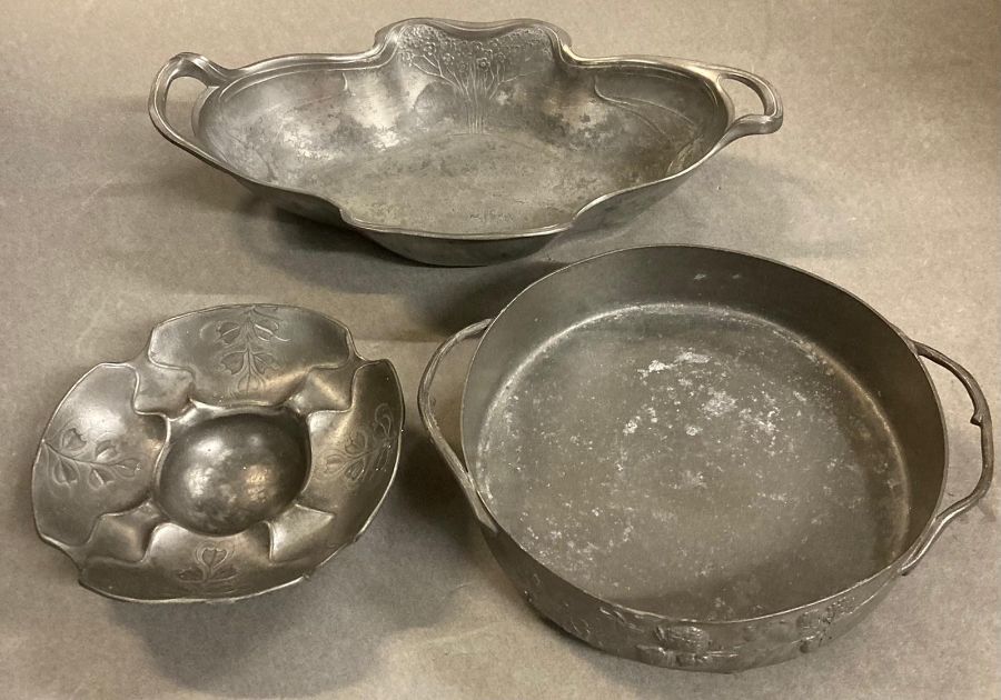 Orivit Art Nouveau Pewter bowls with makers marks (3) c.1900. - Image 2 of 3