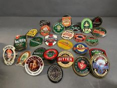 Breweriana: Two boxes of pub advertising pump clips