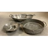 Orivit Art Nouveau Pewter bowls with makers marks (3) c.1900.