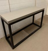 A console table on faux leather top and metal frame (H81cm W136cm D45cm)