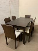 A Casona dining table with six chairs (H75cm W150cm D87cm leaf 42cm)