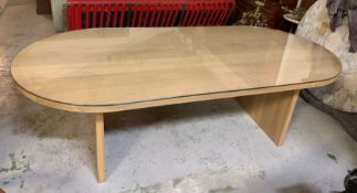 A light oak dining table with glass top (H77cm W240cm D110cm)