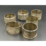 A selection of six silver napkin rings