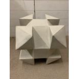 A Geometric Cedric side table in the style of M C Escher - Cube sculpture (Sq x 47cm)