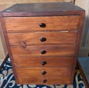 A pine six drawers collectors chest