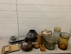 A selection of various decorative items of glass and ceramics