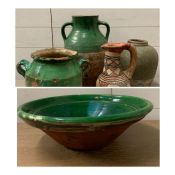 A selection of four earthenware jug, urns and pot