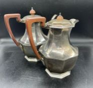 A Mappin & Webb silver teapot and hot water jug , hallmarked for Birmingham 1929, total weight