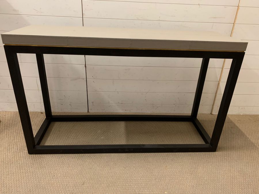 A console table on faux leather top and metal frame (H81cm W136cm D45cm) - Image 2 of 5