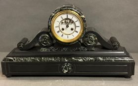 A French and green marble mantle clock
